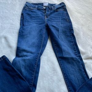 Dark blue denim high rise skinny jeans